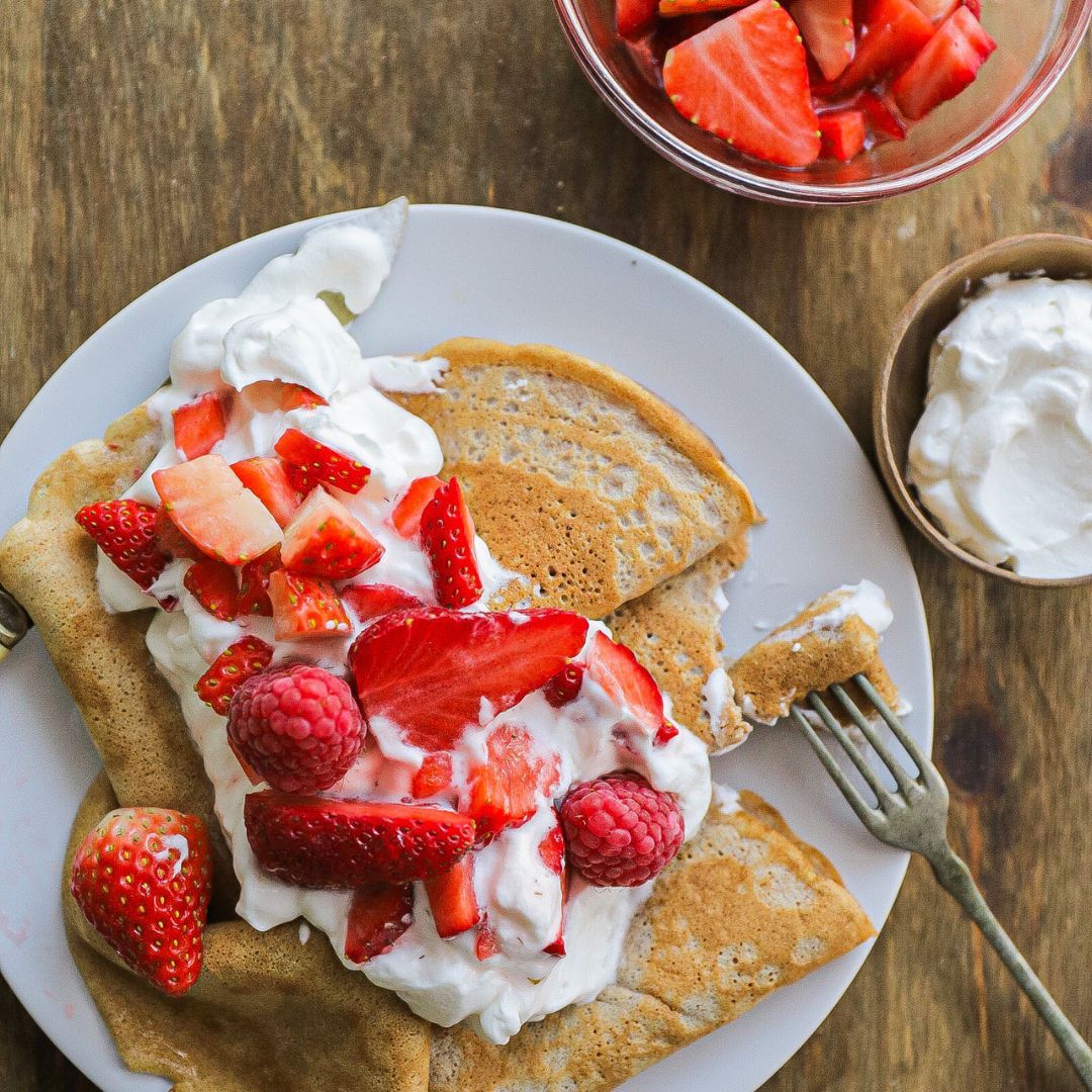 Strawberry protein pancakes made with Nutristrength's pea protein powder