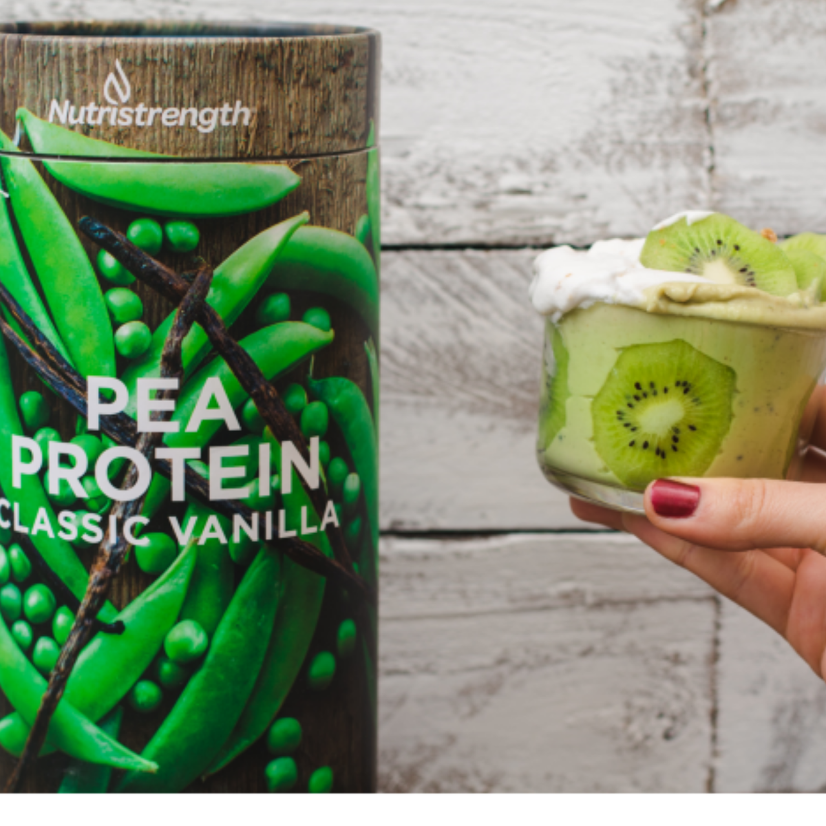 classic vanilla pea protein and kiwi dessert  | Nutristrength