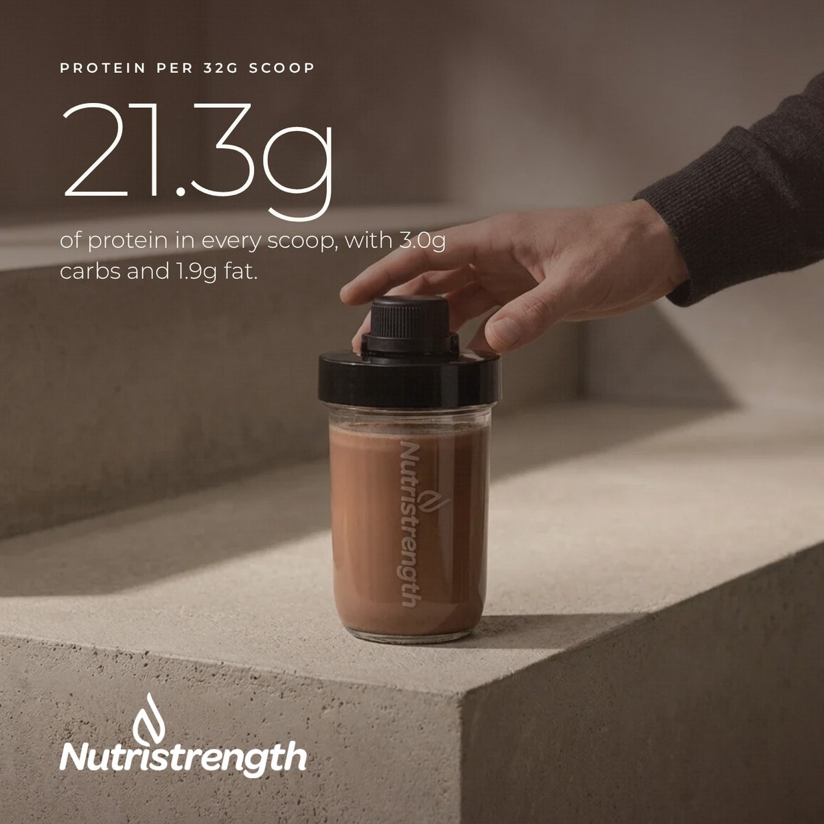 Nutristrength Pea Protein Roasted Cocoa, protein per 32g scoop