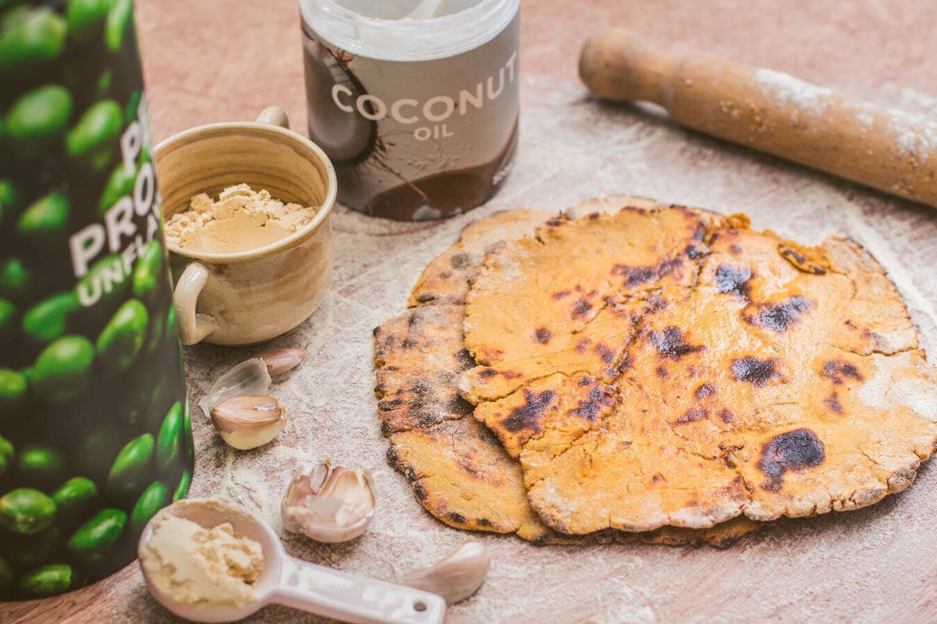 Garlic Sweet Potato Protein Flatbread