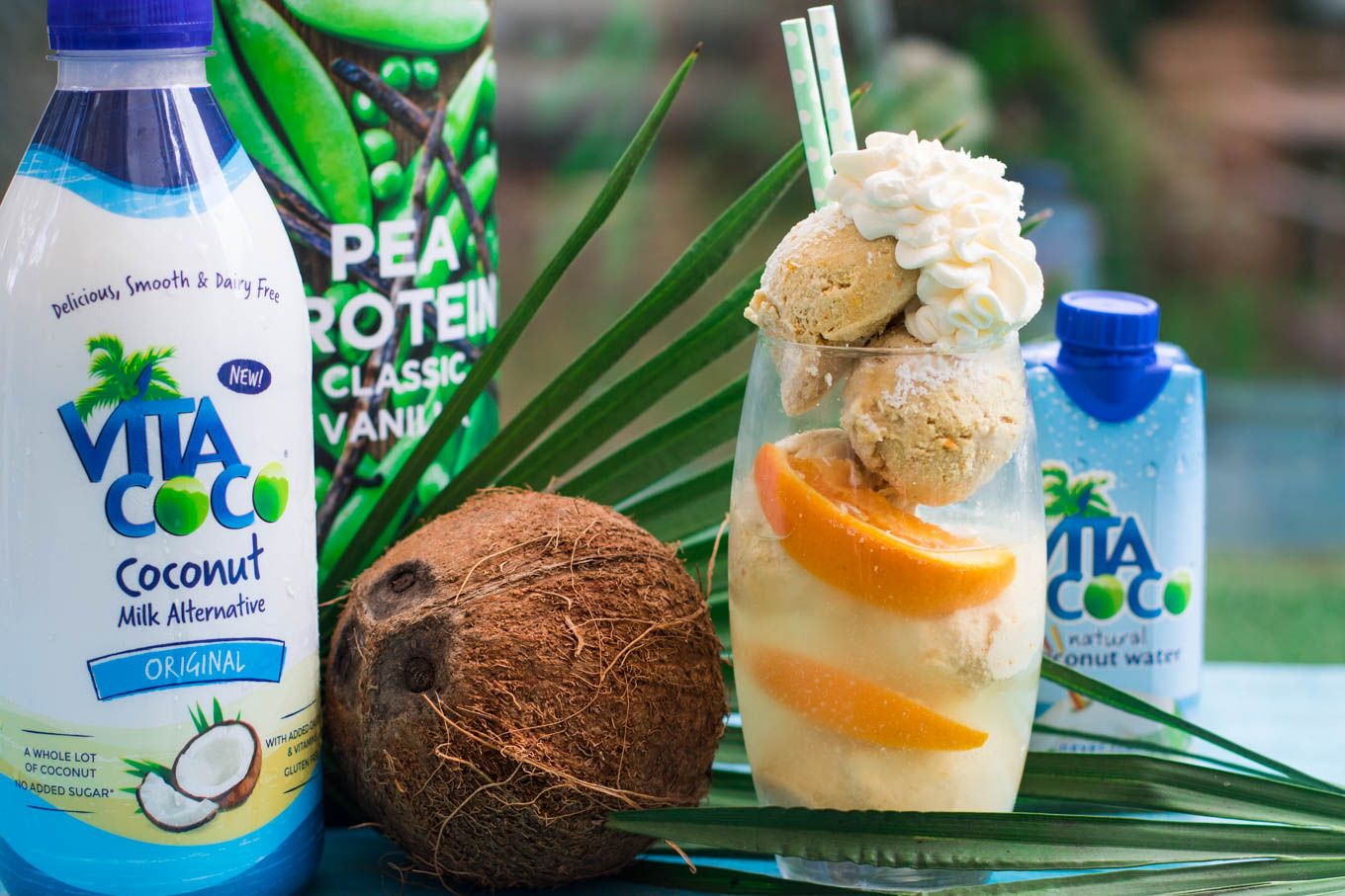 Orange Cardamom Ice Cream Float with Coconut Water