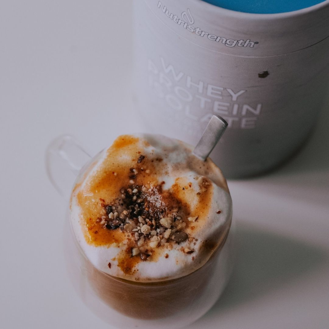 Apple Spice Macchiato made with Nutristrength protein powder protein coffee