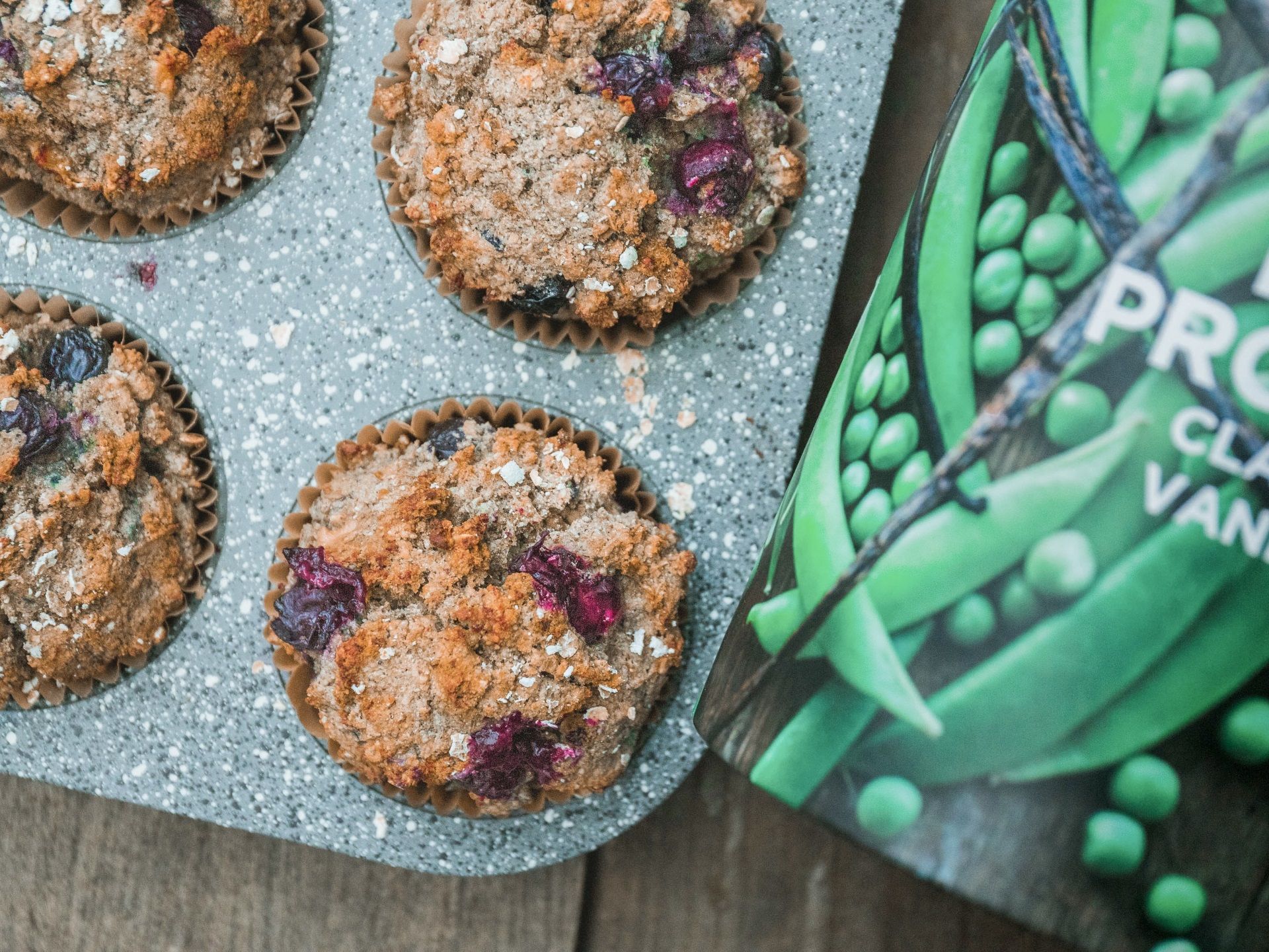 Blueberry Oatmeal Protein Muffins