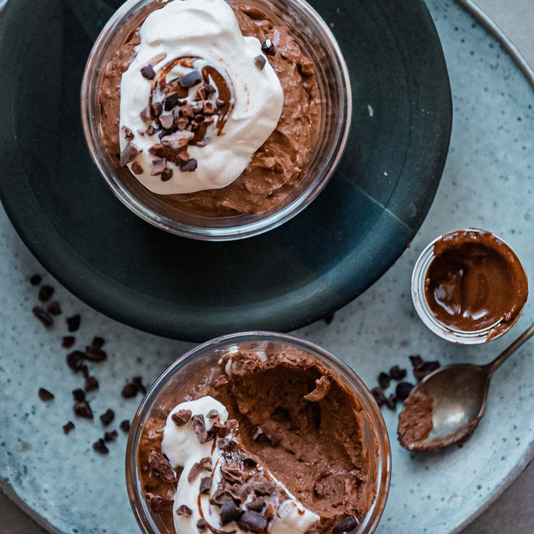 Dark Chocolate Protein Oat Mousse made with Nutristrength's Chocolate Whey Protein Isolate