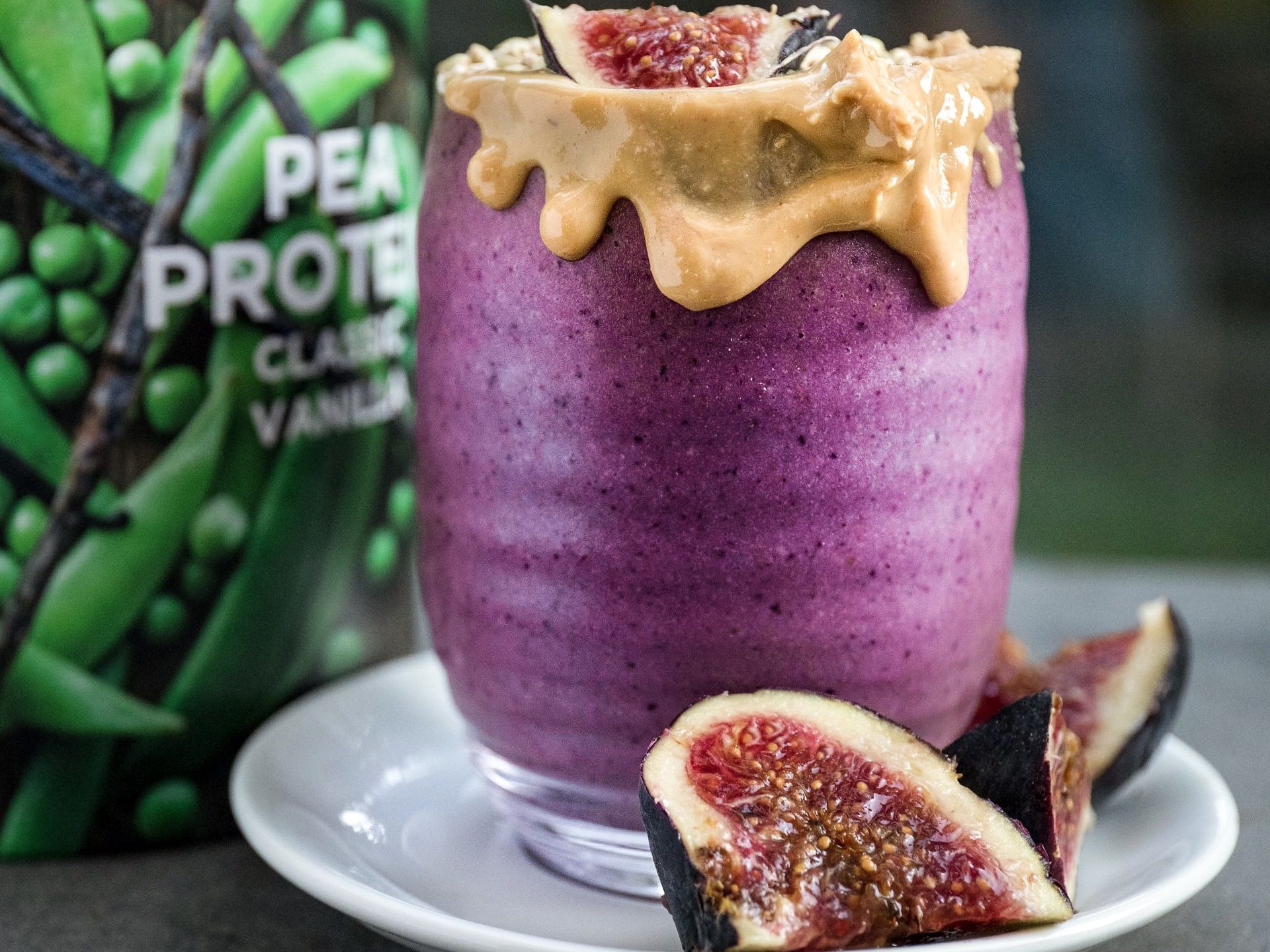 Fig & Blueberry Protein Smoothie with plant milk