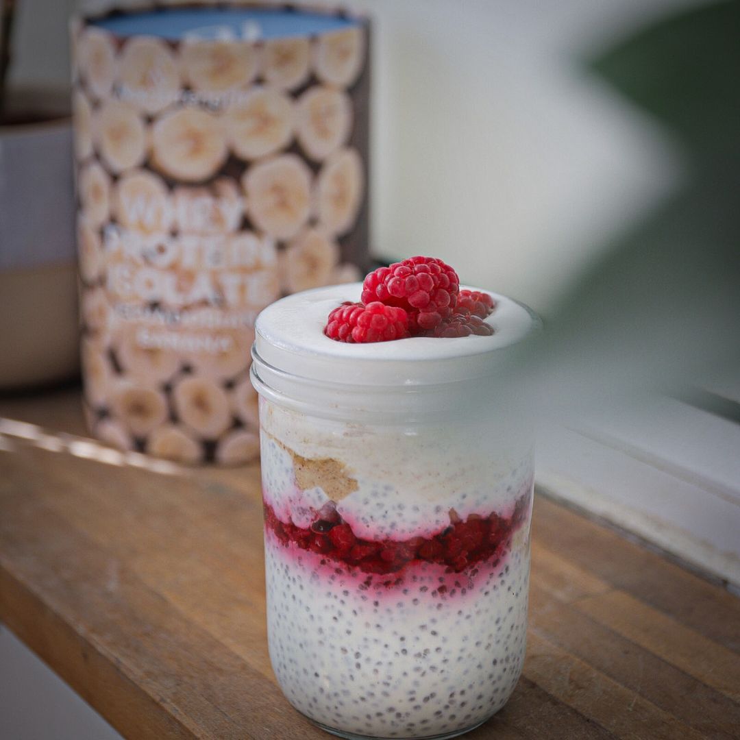 Nutristrength Protein Chia Pudding Recipe made with Banana Protein Powder Whey Protein Isolate