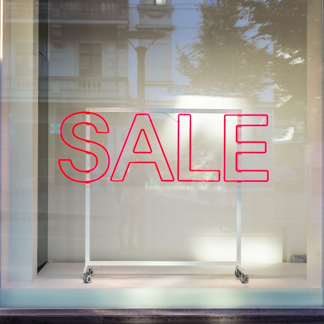 Sale sign in shop window