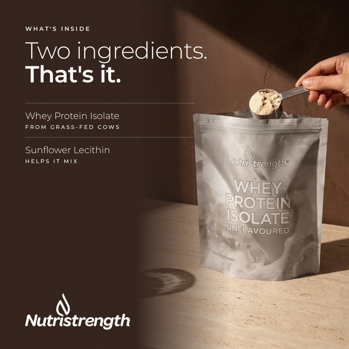 Nutristrength Whey Protein Isolate Unflavoured, what's inside, ingredients list
